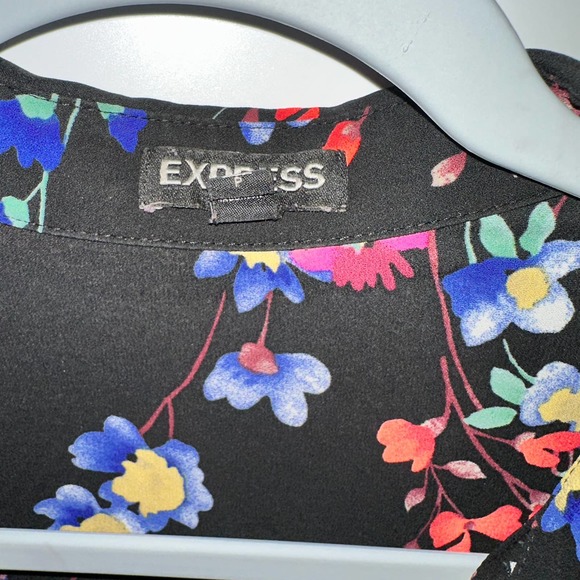 EXPRESS BLACK WITH VIBRANT MULTICOLOR FLORAL 2 POCKETS SMALL - Picture 3 of 4